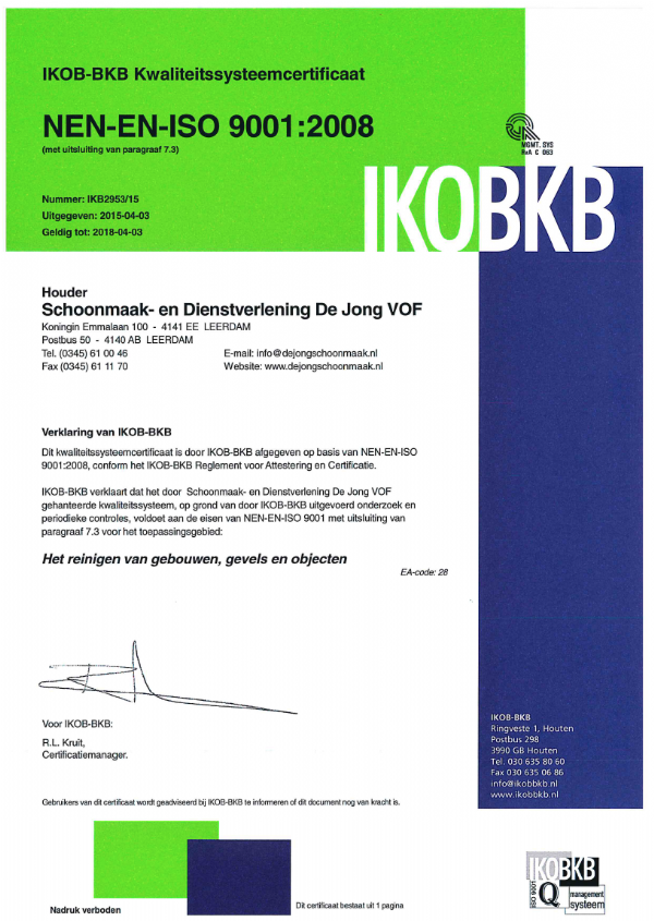 ISO Certificaat 2015